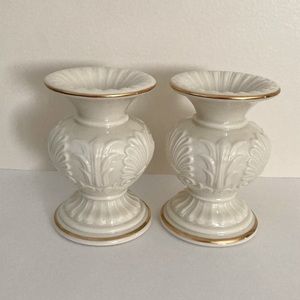 Vintage Lenox Athenian Candlesticks  Porcelain Gold Trimmed